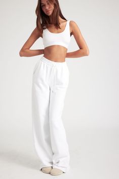 Your new favorite sweatpants, made in an extremely soft and heavyweight cotton for an effortless look. These relaxed pants are made for ultimate comfort and are perfect for all day wear. Featuring an adjustable drawstring at the waistband for easy, pull-on wear.  COLOR: White Effortless Look, Relaxed Pants, Athletic Sweatpants, Baggy Sweatpants, Christmas List, White Cotton, Color White, Sweatpants, Pants