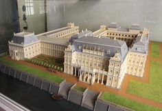 a model of a large building on display