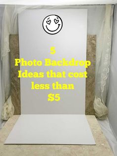 a photo studio with the words $ 5 on it and an image of a smiley face