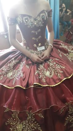 Red Princess Dresses, Red And Gold Quinceanera Dresses, Red Quinceanera Ideas, Xv Ideas, Quinceanera Themes Dresses