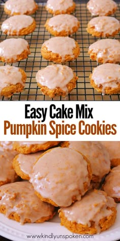 easy cake mix pumpkin spice cookies on a cooling rack