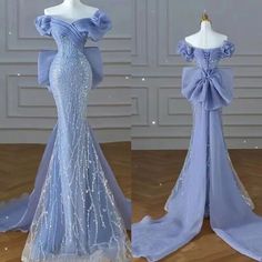 Mermaid Design Dress, Best Gown Design Gorgeous Dress, Blue Gowns Elegant, Blue Fantasy Dress, Mermaid Dress Prom, Fancy Blue Dress, Prom Dresses With Bow, Prom Dress With Bow, Blue Mermaid Dress