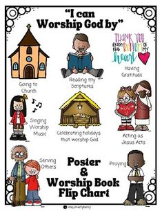 a poster with the words i can worship god by and pictures of people around it