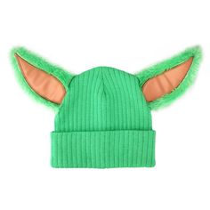 Grab this Grogu cuffed knit hat to highlight your love for The Mandalorian. This fun hat takes the shape of Grogu, all the way down to his ears. Knitted Baby Yoda Hat Pattern, Yoda Hat Pattern, The Mandalorian Grogu, Beanie With Ears, Mandalorian Grogu, Space Baby, Womens Leather Belt, Large Crossbody Bags, Fur Fabric