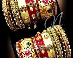 Eid Bangles, Bridal Indian, Kundan Work, Pakistani Wedding, Etsy Australia, Red Green, Pakistan, Bangles, Hand Painted