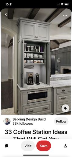 a kitchen with gray cabinets and white counter tops, is advertised for $ 75 beautiful u - shaped kitchen