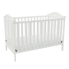 a white crib is shown against a white background