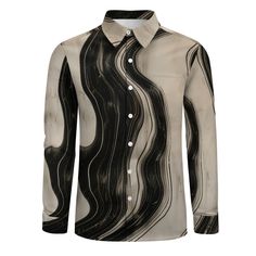 Unleash your artistic side with our Suminagashi Black ink Wavy Pattern Long Sleeve Shirt. Made with soft and comfortable fabric, this shirt features a unique smiley face design that will surely turn heads. Perfect for adding a touch of fun to your everyday wardrobe. Product Highlights: • Premium Material: 100% Polyester Poplin fabric for an elegant finish.• Traditional Collar: Pointed collar that adds to the sophisticated look.• Tailored Hem: Neatly finished hemline for a flattering fit.• Lightweight Comfort: Feel at ease throughout the day.• Versatile Styling: Works well for both casual and upscale occasions. Shipping from China (allow 21 days to reach worldwide destinations on average) Can be hand washed or machine washed, do not soak for a long time, do not bleach, and the temperature o Trendy Long Sleeve Shirt With Abstract Print, Black Long Sleeve Tops With Abstract Print, Black Long Sleeve Top With Abstract Print, Casual Long Sleeve Shirt With Graffiti Print, Artistic Long Sleeve Summer Shirt, Artistic Black Tops For Spring, Long Sleeve Shirt With Sublimation Print For Summer, Summer Long Sleeve Shirt With Sublimation Print, Black Shirt With Abstract Print For Spring