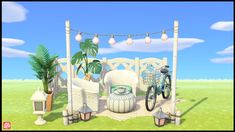 Mini White Resting Area Small Beach Area Animal Crossing, Acnh Sherb Yard, Acnh Island Inspirations, Acnh Entrance Inspiration, Acnh Small Area Ideas, Acnh Space Fillers, Acnh Items, Pink Island