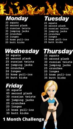 an image of a woman's workout schedule for the week in which she is on fire