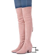 Wrap your legs in fashionable luxury with these Thigh High Suede Stretch Boots. Crafted from premium suede, this silhouette wraps your legs in a comfortable fit that stretches to ensure a perfect fit. Enjoy enhanced style and comfort and make a statement wherever you go. 100% Suede Rubber sole Shaft measures approximately Above the Knee from arch Heel measures approximately Block Heel" Boot opening measures approximately 16 around Knee Stretches, Stretch Boots, Winter Knit Hats, Heel Boot, Block Heel Boots, How To Stretch Boots, Boot Accessories, Winter Knits, Mens Sandals