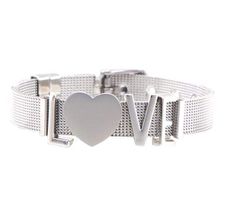 Let your charms slide right on this Stainless Steel, adjustable, mesh bracelet. To keep your slider charms just where you want them, we have included 2 durable, elastic slide stoppers. Available in Silver, Gold, Rose Gold and Black. 
 
-10mm wide. 
 
-8.7" long with adjustable buckle closure. 
 
-Stainless Steel. 
 
-Silver ionic plating. 
 
-2 elastic slide stoppers to hold your charms in place included. 
 
-Lead and nickel free. Slider Bracelet, Travel Dress, Mesh Bracelet, Edwardian Fashion, Chic Boutique, Star Print, Gold Rose, Silver Bracelets, Sliders