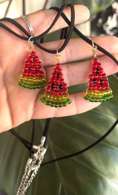 Hand Beaded Watermelon Charm Necklace. 100% of proceeds go directly to displaced families in Gaza. Beaded Watermelon, Watermelon Jewelry, Watermelon Necklace, Beaded Necklaces, Hand Beading, Favorite Things Gift, Wedding Shop, Charm Necklace, Jewelry Shop