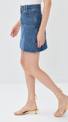 Tanya Taylor Short Hudie Skirt | Shopbop Urban Aesthetic, Parsons School Of Design, Tanya Taylor, Taylor Dress, Study Style, China Fashion, Indigo Blue, Recycled Cotton, Stretch Denim