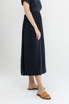 The Calista dress is a maxi length dress with v-neckline and waist tie. Has flutter sleeves and a full skirt, perfect to wear as a comfortable day dress. Materials: Self:100% Cotton; Lining: 100% Rayon Care: Hand was cold; do not bleach; hang dry; cool iron; do not dry clean Size Info: Model is 5'8" and is wearing a size S Size Guide | Shipping Policy Beautiful Dresses For Women, Full Skirt, Waist Tie, Flutter Sleeve, Skirt Pants, Short Pants, Dress Length, Day Dresses, Dress Shop