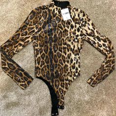 Forever 21 Brand Bodysuit Size Small Brand New With Tags, Never Worn Smoke Free Home Stretch Leopard Print Bodysuit For Night Out, Fitted Bodysuit For Night Out And Party Season, Chic Fitted Bodysuit With Sequins, Chic Fitted Sequin Bodysuit, Fitted Leopard Print Bodysuit For Party, Sequined Stretch Bodysuit, Stretch Sequin Bodysuit, Glamorous Fitted Bodysuit For Date Night, Spring Sequined Bodysuit For Night Out