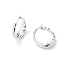 These sterling silver hoop earrings gently graduate in thickness for a stylish  bold look. A latch back keeps them secure while still being easy to take on and off. Step Kids, Sterling Silver Hoop Earrings, Sterling Silver Hoops, Silver Hoops, Silver Hoop Earrings, Daily Wear, Hoop Earrings, Sterling Silver, Silver