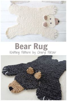 the bear rug is knitted by cherry patzer