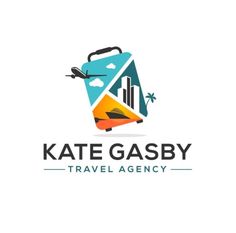 the logo for kate gabsy travel agency, which is designed to look like an airplane