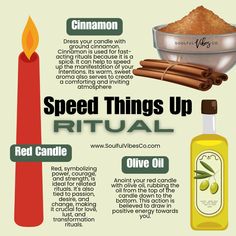 Using a red candle in rituals represents power, courage, strength, passion, & change, making it suitable for quick transformations. Dress the candle with ground cinnamon to speed up the manifestation of intentions & create a comforting atmosphere  Anoint your red candle with olive oil, rubbing the oil from the top of the candle down to the bottom. This action is believed to draw in positive energy towards you  Light your candle & watch your manifestations come to life  #svctribe #soulfulvibesco Candle Healing Spell, Red Candle Magic, Red Candle Spell, Candle Magick Spells, Banishing Spells, Running Diet, Spiritual Shop, Witch Rituals