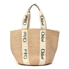 This is an authentic CHLOE Raffia Calfskin Large Woody Basket Bag in White. This chic basket bag is crafted of natural woven straw raffia with beige and white stripes. The shoulder bag features canvas Chloe logo straps and side trim, an open top and spacious unlined interior. Chloe Logo, Large Basket, Basket Tote, Paper Basket, Round Leather, Basket Bag, Chloe Bag, Leather Patches, White Bag