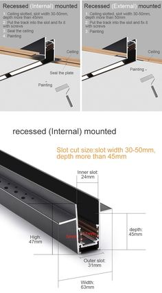 the diagram shows how to install an external mounting system for a wall or ceiling fixture