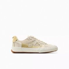 Brand New With Tags. Size: 36 (Us 6) Zara Casual Sneakers With Textured Sole, Cream Low-top Platform Sneakers With Rubber Sole, Zara White Lace-up Sneakers, Zara Synthetic Low-top Sneakers, Cream Platform Sneakers With Textured Lace-up Sole, Zara Shoes, Trendy Sneakers, Flat Sneakers, Shoe Lover