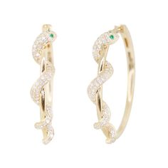 14kt gold and diamond wrap snake hoops *total diamond weight: .4ct *25mm diameter Snake Circle, Snake Spirit Animal, Luna Skye, Heart Headband, Bezel Necklace, Hoop Earrings Style, Handmade Fine Jewelry, Diamond Star, Color Fashion