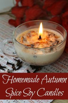 homemade autumn spice soy candles with text overlay