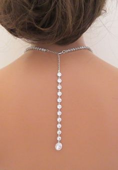 Crystal Backdrop necklace Bridal Back drop by treasures570 on Etsy Wedding Diamond Drop Necklace With Adjustable Chain, Silver Drop Crystal Bridal Necklace, Adjustable Sparkling Rhinestone Necklace For Wedding, Adjustable Sparkly Rhinestone Necklace For Weddings, Silver Drop Rhinestone Necklace For Wedding, Silver Rhinestone Necklace With Adjustable Chain For Wedding, Silver Crystal Backdrop Necklace With Adjustable Chain, Adjustable Dazzling Necklace For Wedding, Wedding Silver Drop Necklace With Rhinestones