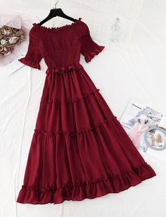 A line short sleeve dress summer dressFabric: chiffonColor: burgundy, black, champagne, green, pinkSize(cm): S, M, L, XLS length 111cm bust 86cm sleeve length 27cmM length 112cm bust 90cm sleeve length 28cmL length 113cm bust 94cm sleeve length 29cm&ltp&gtXL length 114cm bust 98cm sleeve length 30cm&lt/p&gt&ltbr/&gt Flowy Chiffon Short Sleeve Dress For Summer, Fitted Chiffon Dress With Short Sleeves, Flowy Short Sleeve Chiffon Dress For Summer, Summer Party Chiffon Dress With Short Sleeves, Short Sleeve Chiffon Party Dress, Summer Chiffon Short Sleeve Dress, Short Sleeve Chiffon Party Dress With Ruffles, Short Sleeve Chiffon Dress With Ruffles For Party, Chiffon Short Sleeve Summer Dresses