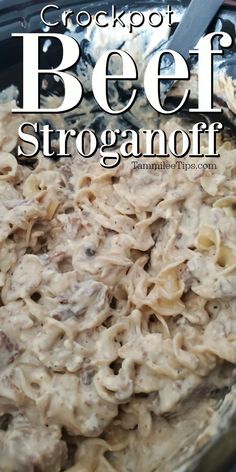 the crockpot beef stroganoni is ready to be cooked