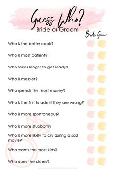 a printable question sheet for brides who is the better groom? and what do they