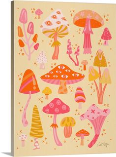 an image of colorful mushrooms on canvas