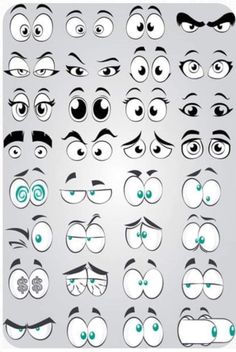 an assortment of cartoon eyes with different expressions