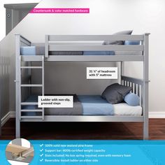 the bunk bed is labeled with instructions for how to use it