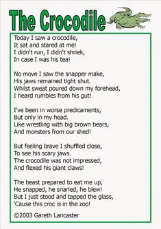 the crocodile poem is shown in green and white