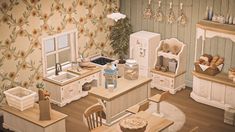 a doll house with furniture and accessories in the living room, dining area and kitchen