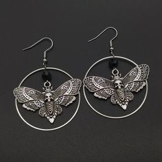 Gothic Death Skull Moth Earrings – Mystical Rose Gems Dark Butterfly, Moth Earrings, Skull Moth, Starburst Earrings, Women Pendant, Pendant Choker, Dragonfly Earrings, Punk Jewelry, Vintage Punk