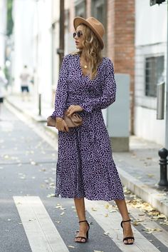 Navy Blue V Neck Tie Waist Long Sleeve Floral Dress Purple Long Sleeve Midi Dress For Fall, Casual Purple Midi Dress For Fall, Casual Purple Midi Dress For Work, Purple Dresses For Day Out In Fall, Purple Dress For Day Out In Fall, Fall Day Out Purple Dress, Dresses Floral, Long Sleeve Floral Dress, Blue V