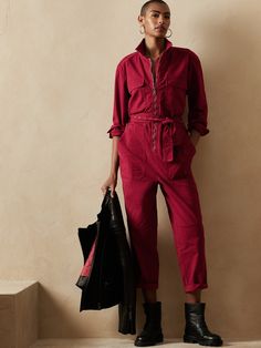 Utility Jumpsuit | Banana Republic Utility Jumpsuit Outfit, Khaki Jumpsuit, Work Jumpsuit, Utility Romper, Jumpsuit Navy Blue, Utility Jumpsuit, Tie Waist Jumpsuit, Belted Jumpsuit, Colorful Jumpsuit