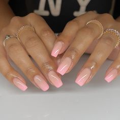 Classy Pink Ombre Nails, Structured Nail Manicure, Structured Gel Manicure, Structured Manicure, Pastel Pink Nails, Coffin Nails Ombre, Pink Nail Art Designs, Nail Glam