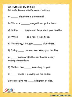 the worksheet for reading articles on and in the text below it is an image of