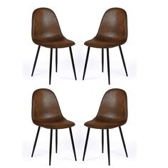 four brown chairs sitting next to each other