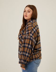 Curve Comfy Plaid Flannel Shirt Plus Size Tops -2020AVE Plus Size Comfy, Fall Staples, Plaid Flannel Shirt, Plaid Flannel, Flannel Shirt, Chest Pocket, Women's Plaid Shirt, Full Length, Hand Wash