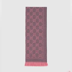 Pink And Great Gucci Scarf, Never Used. Got For Christmas And I Just Have Way To Many Scarfs.Perfect Condition. Beautiful Gucci Store, Gucci Scarf, Gucci Gifts, Designer Scarves, Jacquard Pattern, Gucci Accessories, Saturday Sunday, Wool Scarf, Silk Scarves