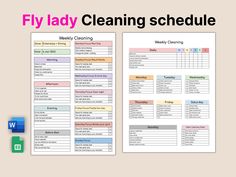 the fly lady cleaning schedule is shown in this image