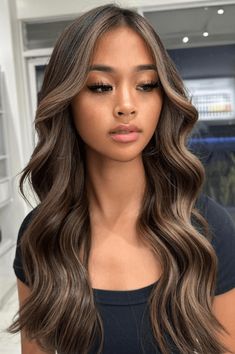 Blonde Highlight Ideas For Brown Hair, Highlights In Brunette Hair, Blonde Hair With Dark Highlights, Burnett Hair, Highlights Brunette, Light Brunette Hair, Brown Hair Inspiration, Highlights For Dark Brown Hair, Buah Naga