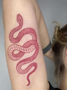 red snake temporary tattoo Red Snake Tattoo, Henne Tattoo, Fake Tattos, Snake Tattoos, Snake Tattoo Design, Red Snake, Red Tattoos, Tattoo Bracelet