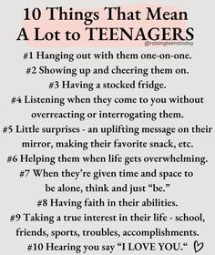 the ten things that mean a lot to teenagers